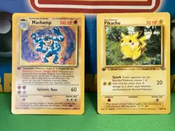 POKEMON FIRST EDITION MACHAMP BASE & PIKACHU JUNGLE - Image 1
