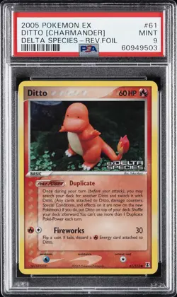 2005 POKEMON EX DELTA SPECIES #61 DITTO [CHARMANDER]-REVERSE FOIL PSA 9 - Image 1