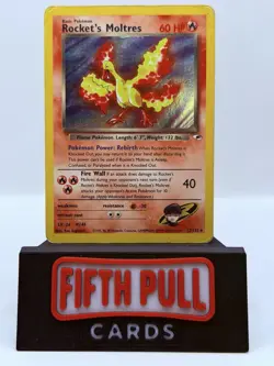 Pokemon Rockets Moltres 12/132 Holo Rare Gym Heroes Vintage Wotc HP - Image 1