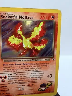 Pokemon Rockets Moltres 12/132 Holo Rare Gym Heroes Vintage Wotc HP - Image 2