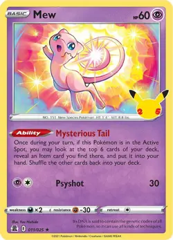 Mew Holo Rare Holofoil Pokemon TCG Celebrations 011/025 NM - Image 1