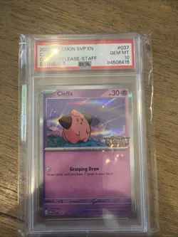 2023 Pokemon Cleffa 037 Obsidian Flames Prerelease Staff Promo Psa 10 Low Pop - Image 1