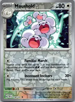 Maushold 158/191 Uncommon Surging Sparks Pokemon Reverse Holo Near Mint - Image 1