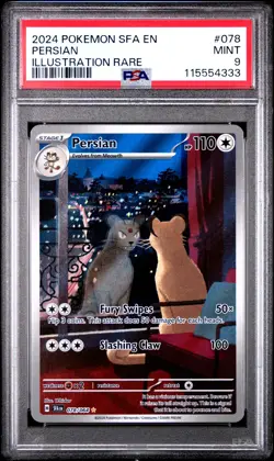 2024 POKEMON SFA EN-SHROUDED FABLE ILLUSTRATION RARE #078 PERSIAN PSA 9 - Image 1