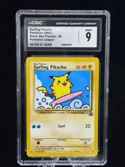 Surfing Pikachu #28 Black Star Promo Pokemon League 2001 CGC 9 ⚡ 🌊 - Image 1