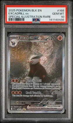 2025 Pokemon Black Bolt 168 Excadrill Ex Special Illustration Rare PSA 10 - Image 1