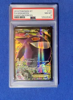 2014 Pokemon XY Phantom Forces Gengar Ex Full Art #114 PSA 8 - Image 1
