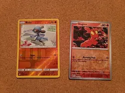Pokemon - Riolu w/ Slugma: 102/214, Common, Reverse Holo, Unbroken Bonds - Image 1