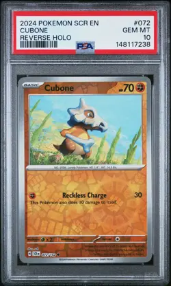 2024 POKEMON SCR EN-STELLAR CROWN REVERSE HOLO #072 CUBONE PSA 10 - Image 1