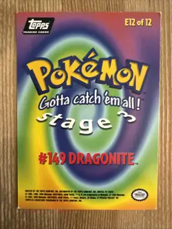 Dragonite # 149 Card E12 of 12 Topps Movie Stage 3 Pokemon MP - Image 2