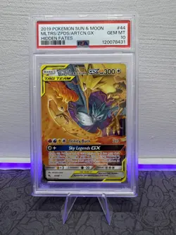 Pokemon TCG Hidden Fates Moltres & Zapdos & Articuno GX 44/68 PSA 10 Gem Mint - Image 1