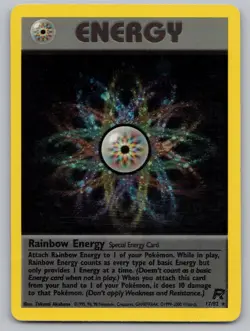 Rainbow Energy 17/82 Holo Rare Team Rocket Pokemon Unlimited Holo Heavily Played - Image 1