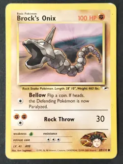 Brock's Onix 069/132 Vintage Gym Heroes WOTC Pokemon 2000 (MP) - Image 1