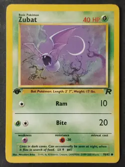 Zubat 70/82 Vintage 1st Edition Team Rocket Thick Stamp WOTC Pokemon 2000 •LP/NM - Image 1