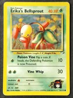 Erika's Bellsprout 075/132 Vintage Gym Heroes Regular, WOTC Pokemon 2000 (HP) - Image 1