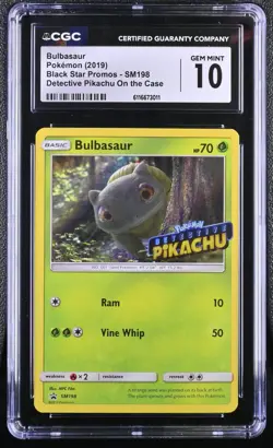 Pokemon English Bulbasaur SM198 2019 Black Star Promo CGC 10 - 1 of 1 TOP POP * - Image 1