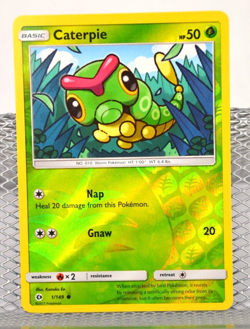 Pokemon TCG Sun & Moon Base Set Caterpie 1/149 Common Reverse Holo - Image 2