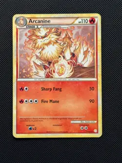 Pokemon TCG Arcanine Heartgold Soulsilver 1/123 Holo Rare MP. - Image 1