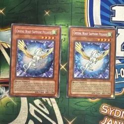 Yugioh Crystal Beast Sapphire Pegasus x2 CT04-EN002 Secret Rare Limited Ed LP/MP - Image 1