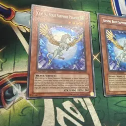 Yugioh Crystal Beast Sapphire Pegasus x2 CT04-EN002 Secret Rare Limited Ed LP/MP - Image 2