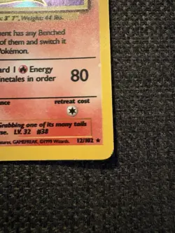 Ninetales 12/102 Holo Holo Rare Base Set Unlimited Pokemon - Image 3