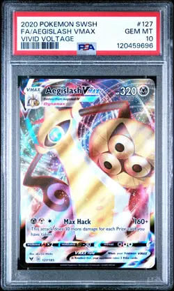 2020 POKEMON SWORD & SHIELD VIVID VOLTAGE #127 FULL ART/AEGISLASH VMAX PSA 10 - Image 1