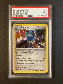 PSA 9 Pokemon Lucario 63/124 Fates Collide Cosmos Holo Knockout Collection Promo - Image 1