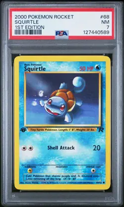 Pokemon Squirtle 2000 Pokemon Rocket 1st Edition 68/82 PSA 7 - Image 1