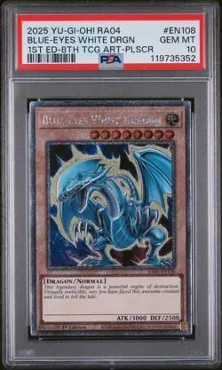 2025 YU-GI-OH! RA04-QUARTER CENTURY STAMPEDE BLUE-EYES WHITE DRAGON PSA 10 - Image 1
