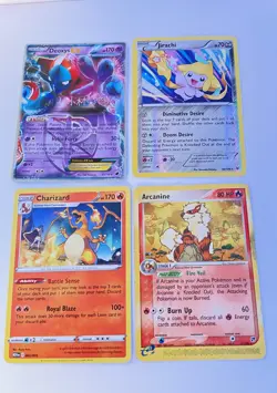 Pokemon Trading Card Game Lot Deoxys EX Jirachi Charizard Arcanine 4 Cards - Image 1