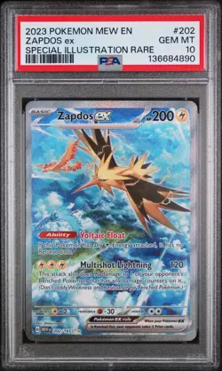 Pokemon Zapdos EX TCG Scarlet & Violet 151 Sir Holo Card 202/165 PSA 10 Gem Mint - Image 1
