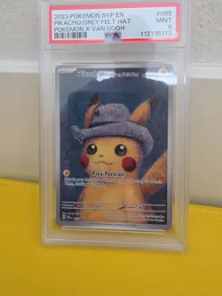 2023 Pokemon SVP EN x Van Gogh #085 Pikachu/Grey Felt Hat PSA 9 - Image 3