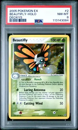 2005 POKEMON EX DEOXYS #2 BEAUTIFLY-HOLO PSA 8 - Image 1