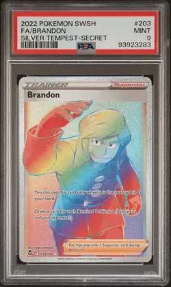 2022 POKEMON SWORD & SHIELD SILVER TEMPEST SECRET #203 FULL ART/BRANDON PSA 9 - Image 1