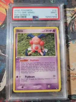 2006 Pokemon Pop Series 3 Ditto Mr Mime PSA 9 - Image 1