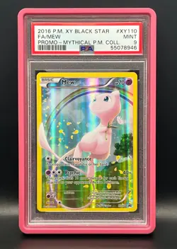 2016 POKEMON XY BLACK STAR PROMO MEW #XY110-FULL ART MYTHICAL COLLECTION PSA 9 - Image 1