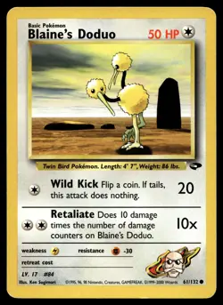 BLAINE'S DODUO 61/132 COMMON GYM CHALLENGE POKEMON - Image 1