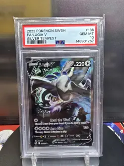 2022 POKEMON SWORD & SHIELD SILVER TEMPEST #186 FULL ART/LUGIA V PSA 10 - Image 1