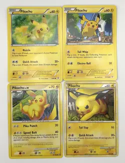 Pokemon TCG Pikachu 4 card non-holo Lot MP-LP - Image 1