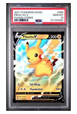 2021 Pokemon SWSH Fusion Strike Pikachu V #086/264 PSA 10 - Image 1