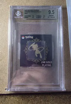 BGS 9.5 Mew 24K Gold Plated Sticker | Beckett Gem Mint Graded Pokemon - Image 1