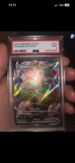 Pokemon TCG Snorlax VMAX Sword & Shield Base Set 142/202 PSA 9 - Image 1