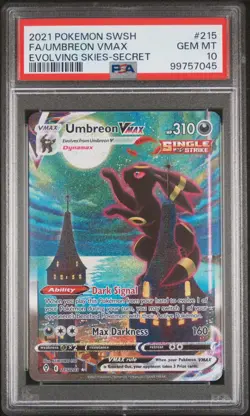 2021 POKEMON SWORD & SHIELD EVOLVING SKIES SECRET FULL ART/UMBREON VMAX PSA 10 - Image 1