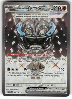 Cornerstone Mask Ogerpon ex 199/167 Ultra Rare Twilight Masquerade Pokemon NM - Image 1