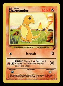 Charmander 69/130 Common Starter Base Set 2 Pokemon Card - Image 1