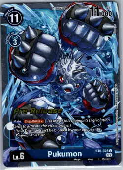 Pukumon BT6-028 U Double Diamond Pre-Release Cards - Digimon Card Game - NM - Image 1