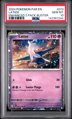 2024 POKEMON PAR EN-PARADOX RIFT ENHANCED 2 PACK BLISTER #073 LATIOS PSA 10 - Image 1