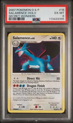 2007 POKEMON DIAMOND & PEARL SECRET WONDERS #18 SALAMENCE-HOLO PSA 6 - Image 1