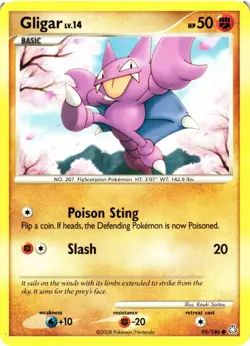 Pokemon TCG Gligar 95/146 Common Legends Awakened LP - Image 1