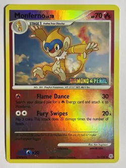 2007 Pokemon Monferno 56/130 - Diamond & Pearl Burger King Promo - Reverse Holo - Image 1
